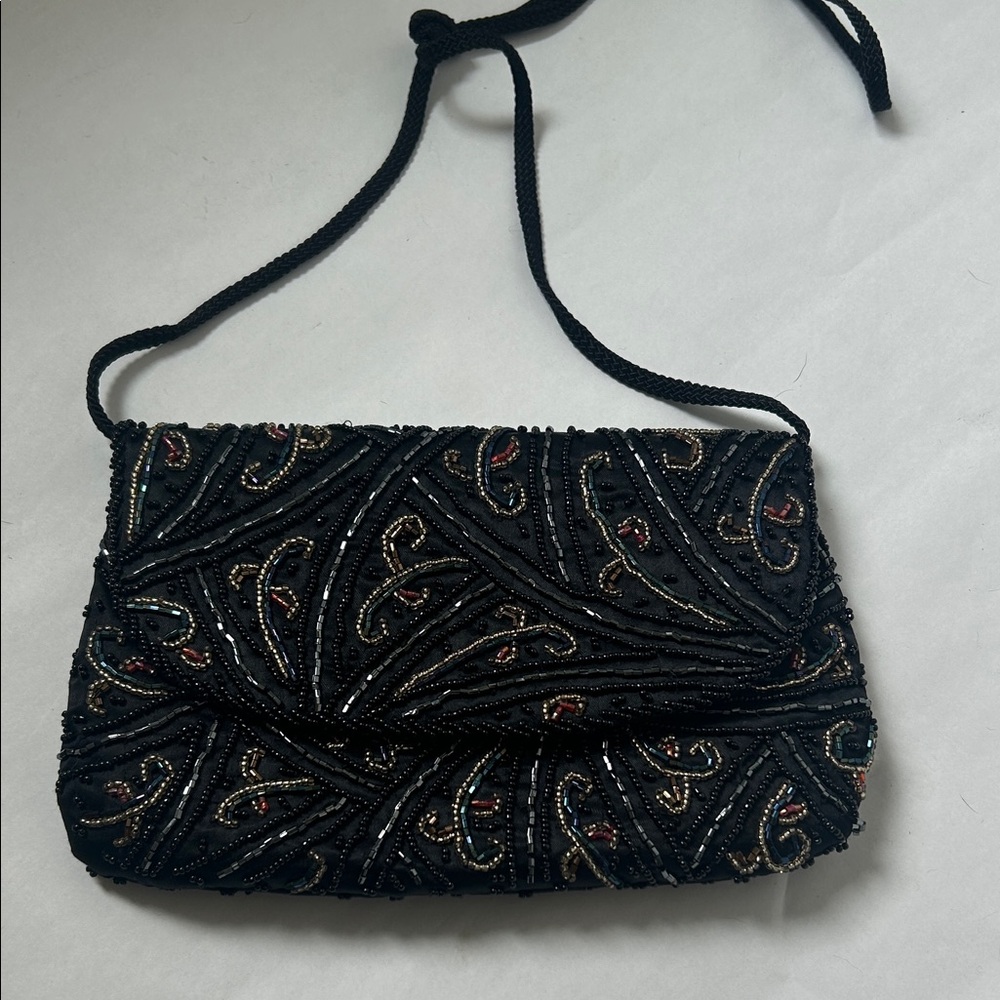Elegant Black Beaded Evening Bag